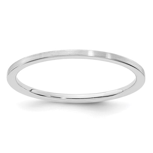 14KT White Gold 1.2mm Flat Satin Stackable Band Size 9.5
