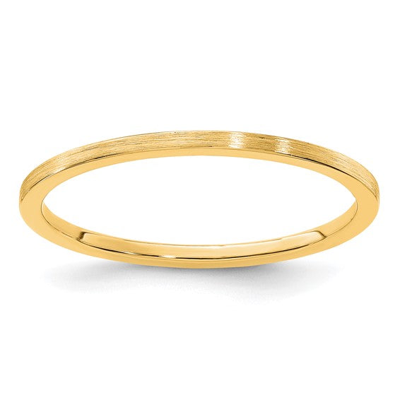 14KT Yellow Gold 1.2mm Flat Satin Stackable Band Size 10