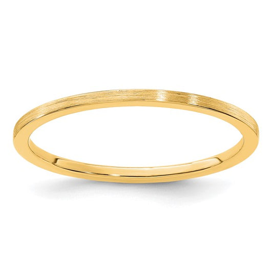 14KT Yellow Gold 1.2mm Flat Satin Stackable Band Size 10