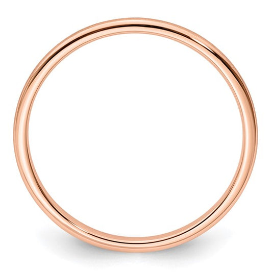 14KT Rose Gold 1.2mm Half Round Satin Stackable Band Size 5