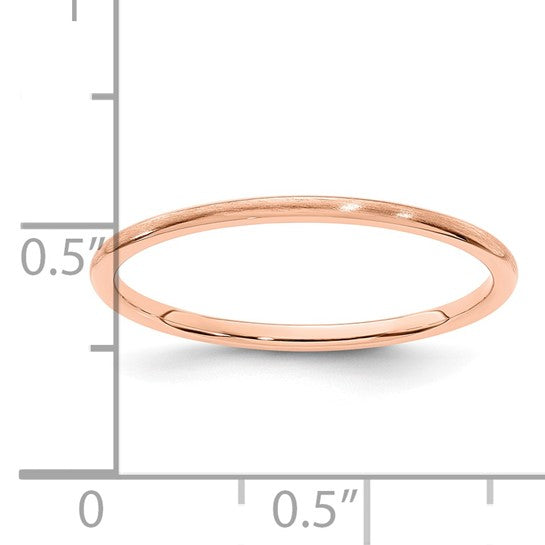 14KT Rose Gold 1.2mm Half Round Satin Stackable Band Size 5