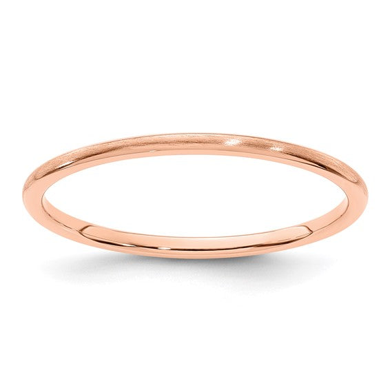 14KT Rose Gold 1.2mm Half Round Satin Stackable Band Size 5