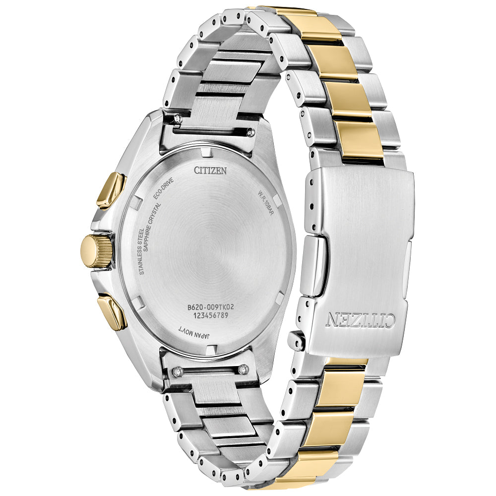 Citizen Eco-Drive Sport Luxury Green Dial Two-Tone Stainless Steel Bracelet Watch 40mm