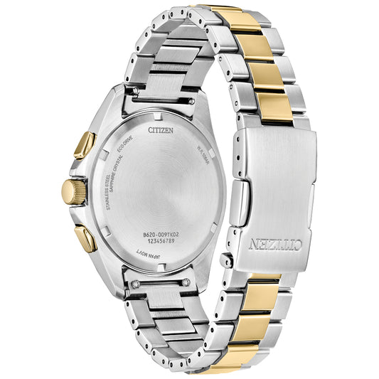 Citizen Eco-Drive Sport Luxury Green Dial Two-Tone Stainless Steel Bracelet Watch 40mm