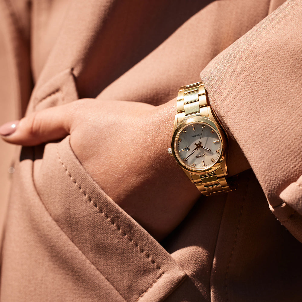 Citizen Eco-Drive Sport Luxury Diamond White Dial Yellow Gold-Tone Watch 33mm