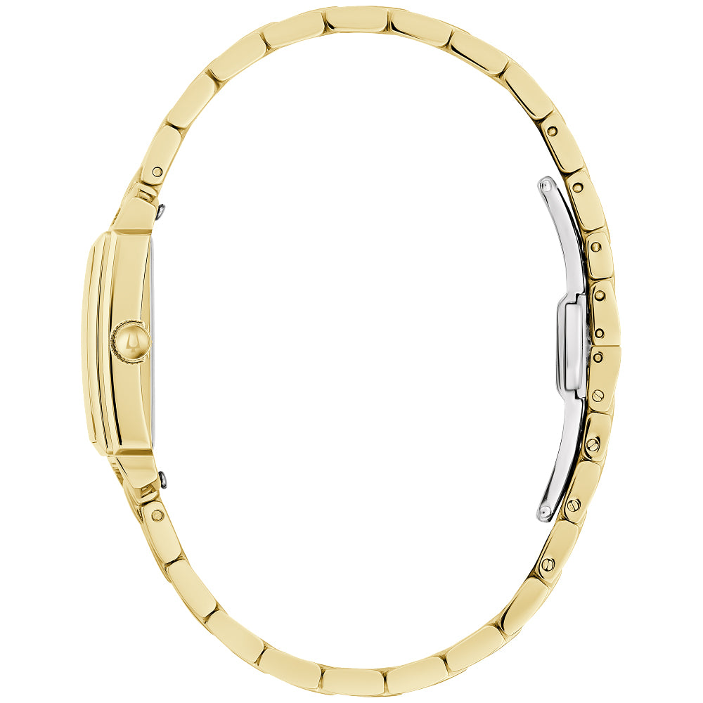 Bulova Sutton Mother-of-Pearl Dial Gold-Tone Stainless Steel Bracelet Watch 21mm