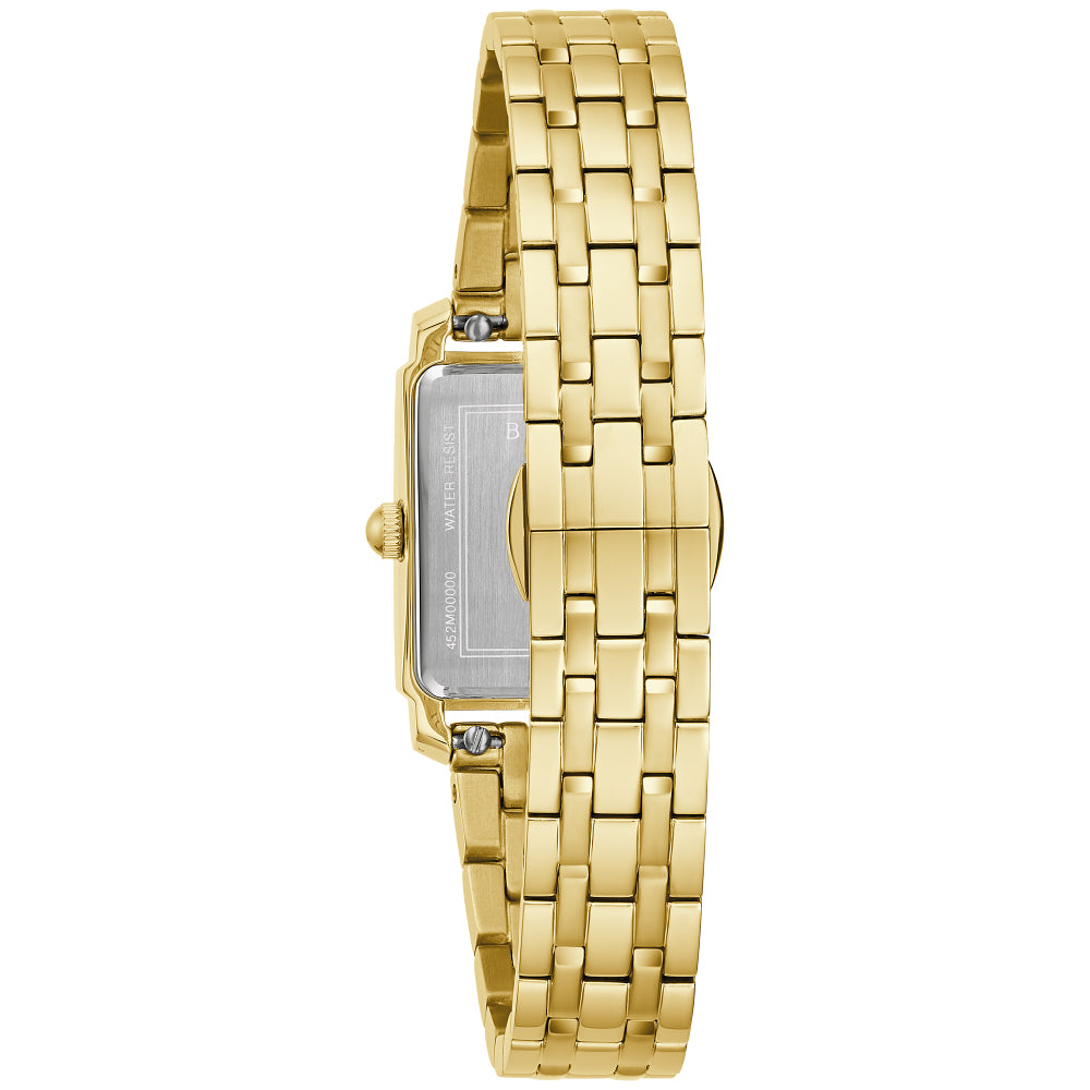 Bulova Sutton Mother-of-Pearl Dial Gold-Tone Stainless Steel Bracelet Watch 21mm