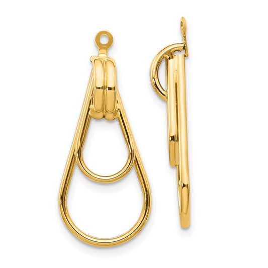 14kt Yellow Gold Polished Double Teardrop Earring Jackets