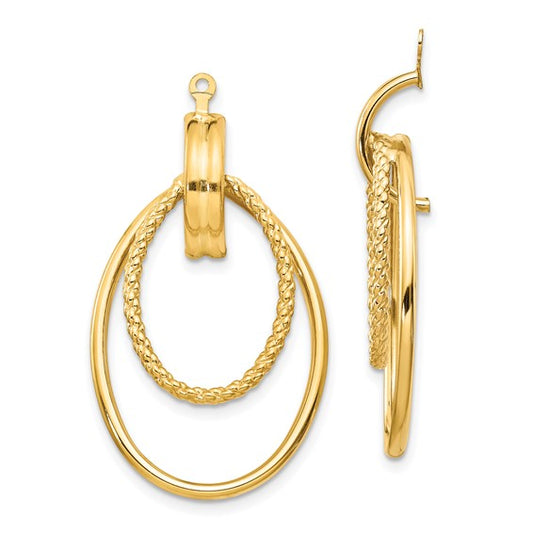 14kt Yellow Gold Polished Double Oval Earring Jackets
