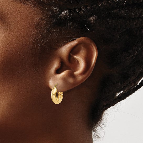 14kt Yellow Gold Polished 4.75mm Round Hoop Earrings