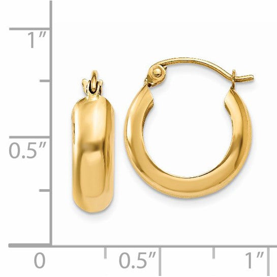 14kt Yellow Gold Polished 4.75mm Round Hoop Earrings