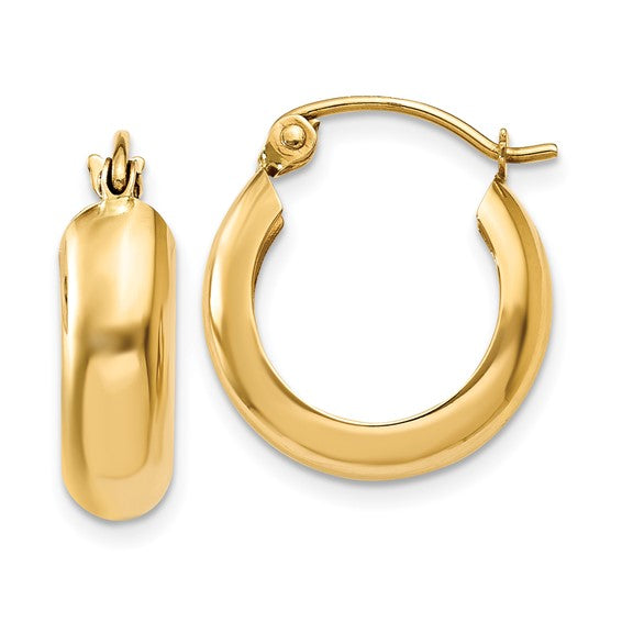 14kt Yellow Gold Polished 4.75mm Round Hoop Earrings