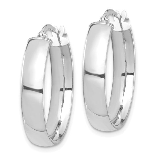 14kt White Gold High Polished 5mm Hoop Earrings