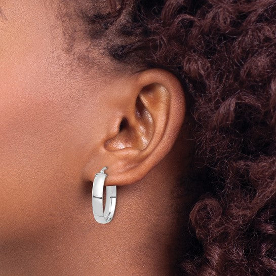 14kt White Gold High Polished 5mm Hoop Earrings