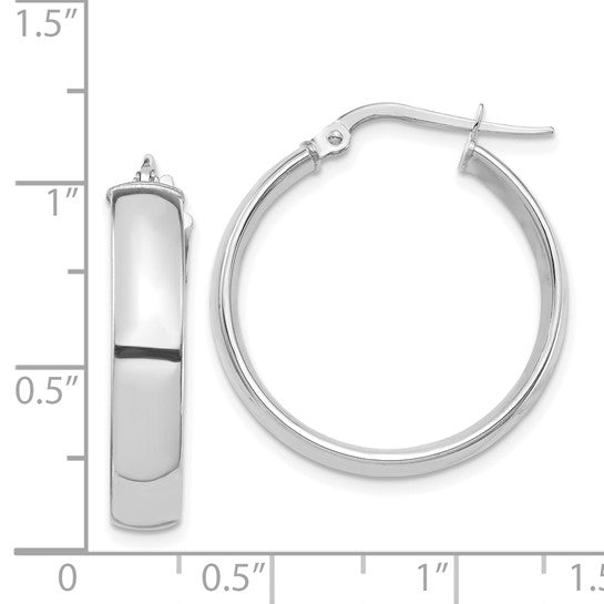 14kt White Gold High Polished 5mm Hoop Earrings