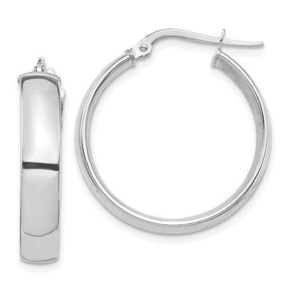 14kt White Gold High Polished 5mm Hoop Earrings