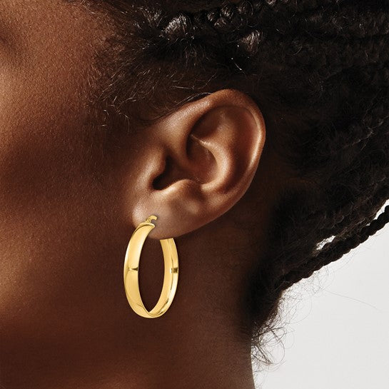 14kt Yellow Gold High Polished 5mm Hoop Earrings