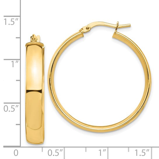 14kt Yellow Gold High Polished 5mm Hoop Earrings