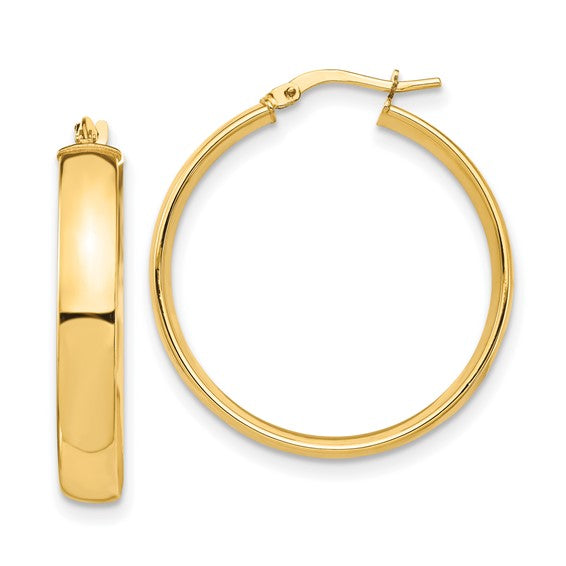 14kt Yellow Gold High Polished 5mm Hoop Earrings