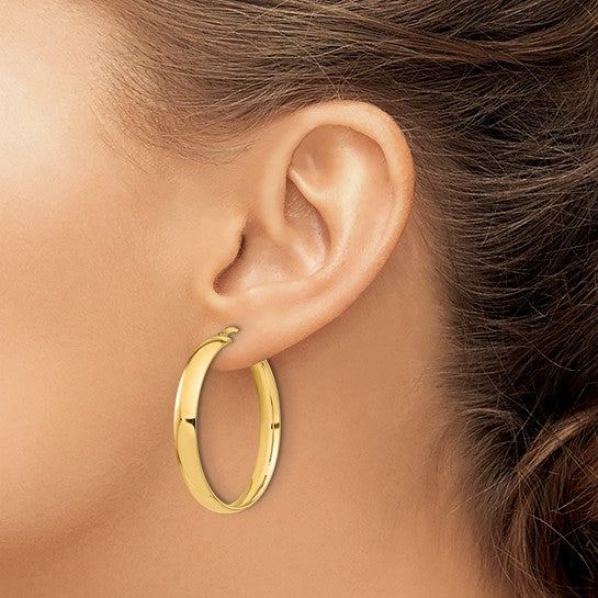14kt Yellow Gold High Polished 5mm Hoop Earrings