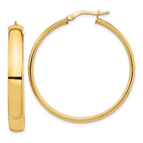 14kt Yellow Gold High Polished 5mm Hoop Earrings