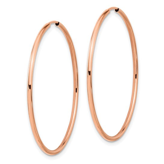 14kt Rose Gold 1.5mm Polished Endless Hoop Earrings