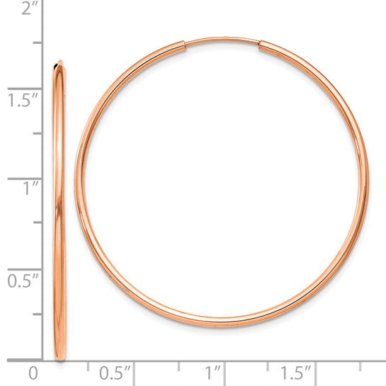 14kt Rose Gold 1.5mm Polished Endless Hoop Earrings
