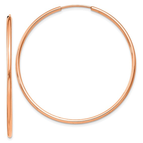 14kt Rose Gold 1.5mm Polished Endless Hoop Earrings