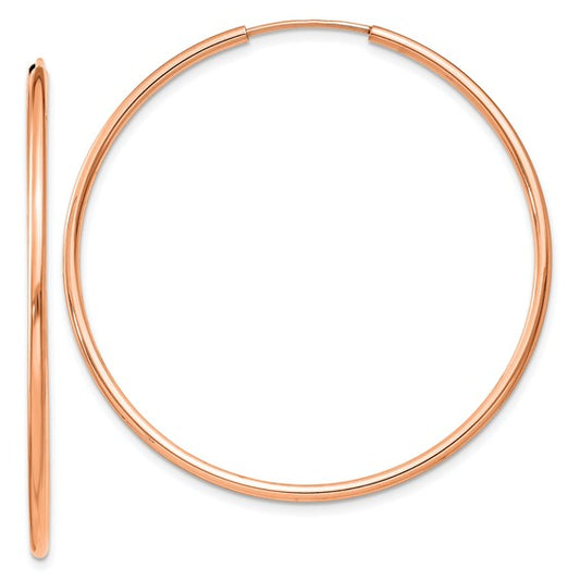 14kt Rose Gold 1.5mm Polished Endless Hoop Earrings