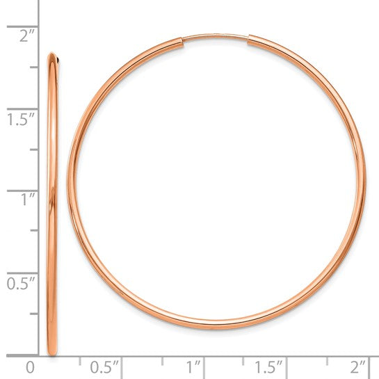 14kt Rose Gold 1.5mm Polished Endless Hoop Earrings