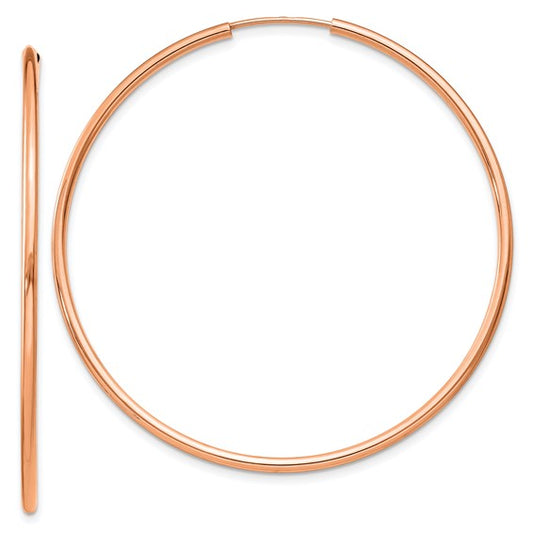 14kt Rose Gold 1.5mm Polished Endless Hoop Earrings