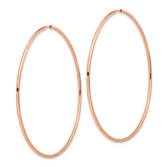14kt Rose Gold 1.5mm Polished Endless Hoop Earrings