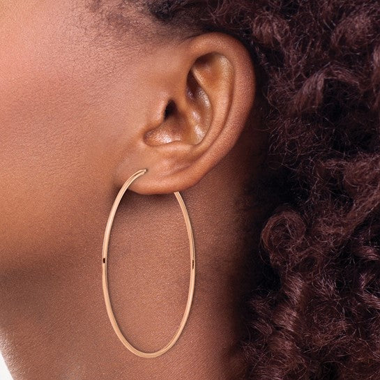 14kt Rose Gold 1.5mm Polished Endless Hoop Earrings