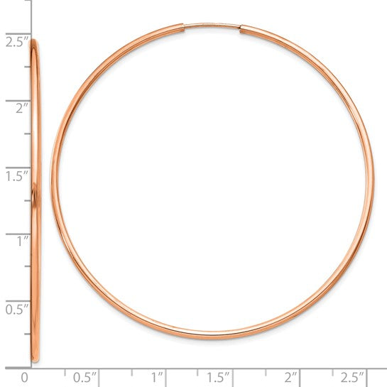 14kt Rose Gold 1.5mm Polished Endless Hoop Earrings