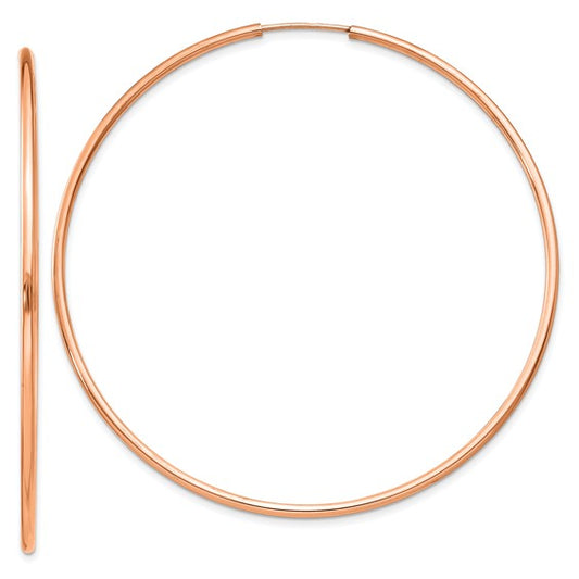 14kt Rose Gold 1.5mm Polished Endless Hoop Earrings