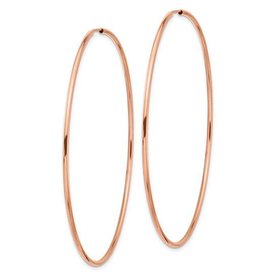 14kt Rose Gold 1.5mm Polished Endless Hoop Earrings