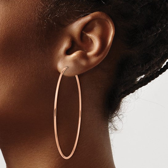 14kt Rose Gold 1.5mm Polished Endless Hoop Earrings