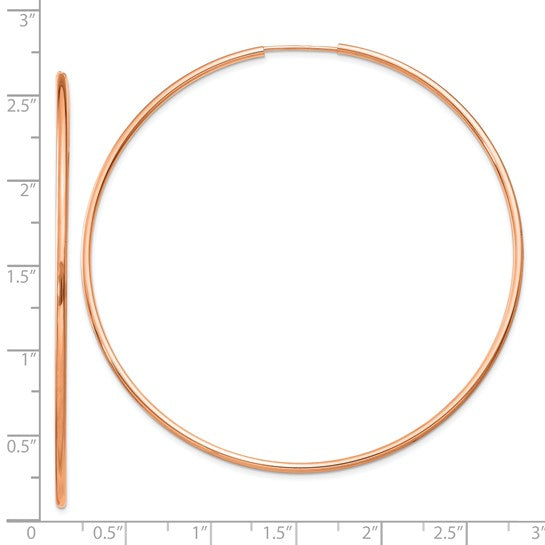 14kt Rose Gold 1.5mm Polished Endless Hoop Earrings