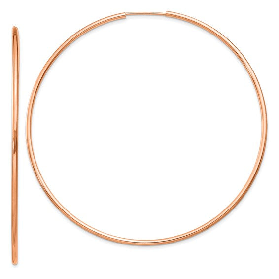 14kt Rose Gold 1.5mm Polished Endless Hoop Earrings