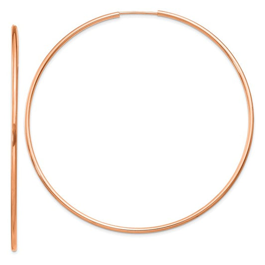 14kt Rose Gold 1.5mm Polished Endless Hoop Earrings