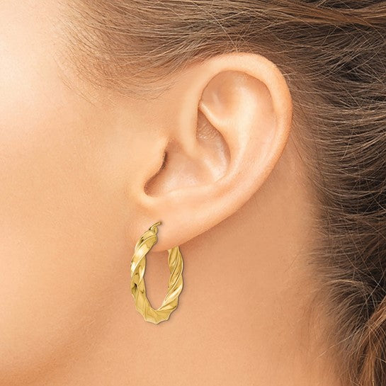 14kt Yellow Gold Light Twisted Hoop Earrings