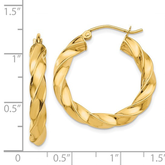14kt Yellow Gold Light Twisted Hoop Earrings