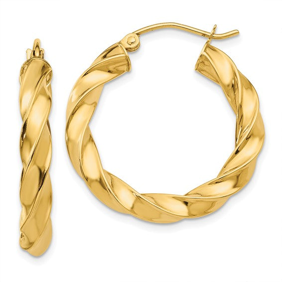 14kt Yellow Gold Light Twisted Hoop Earrings