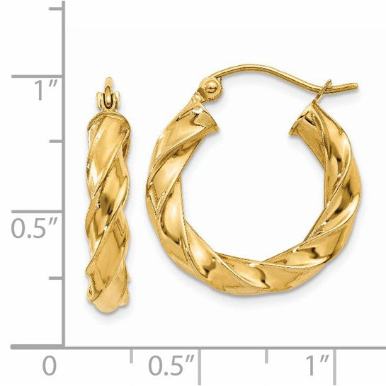 14kt Yellow Gold Light Twisted Hoop Earrings