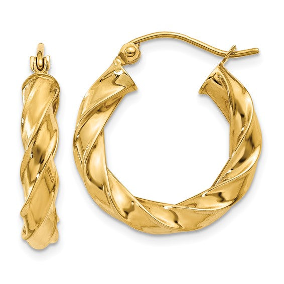 14kt Yellow Gold Light Twisted Hoop Earrings