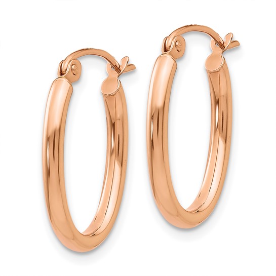 14kt Rose Gold Oval Hoop Earrings