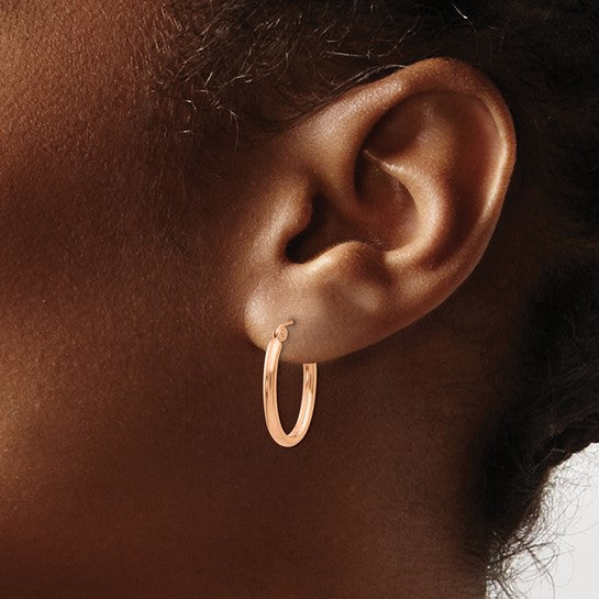 14kt Rose Gold Oval Hoop Earrings