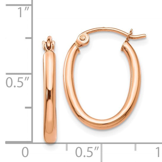 14kt Rose Gold Oval Hoop Earrings