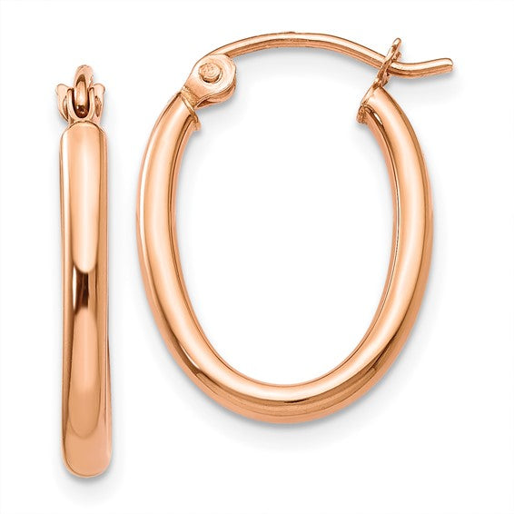14kt Rose Gold Oval Hoop Earrings