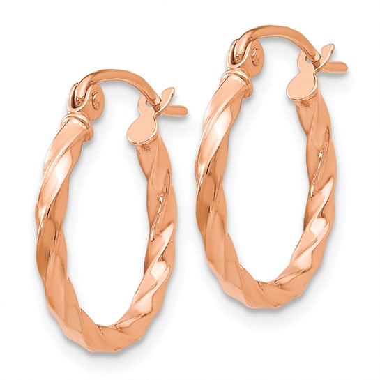 14kt Rose Gold Twisted Hoop Earrings